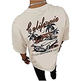 GORGLITTER Men's Round Neck Vintage Graphic T-Shirt Short Sleeve Casual Loose Tee Top