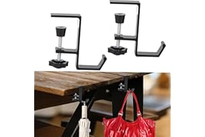 GELOBO 2 Pack Heavy Duty Purse Hook for Table, Adjustable J-Shape Purse Hanger for Table, Classroom, Office Desk Accessories, Alloy Materials Portable Purse Holder for Bags, Headphones, Key (Carbon Black)