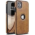 TOPSEM Retro Leather Case for iPhone 11 Anti-Knock Back Cover Soft TPU Business Shell Phone Case (Brown, for iPhone 11)