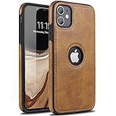 TOPSEM Retro Leather Case for iPhone 11 Anti-Knock Back Cover Soft TPU Business Shell Phone Case (Brown, for iPhone 11)