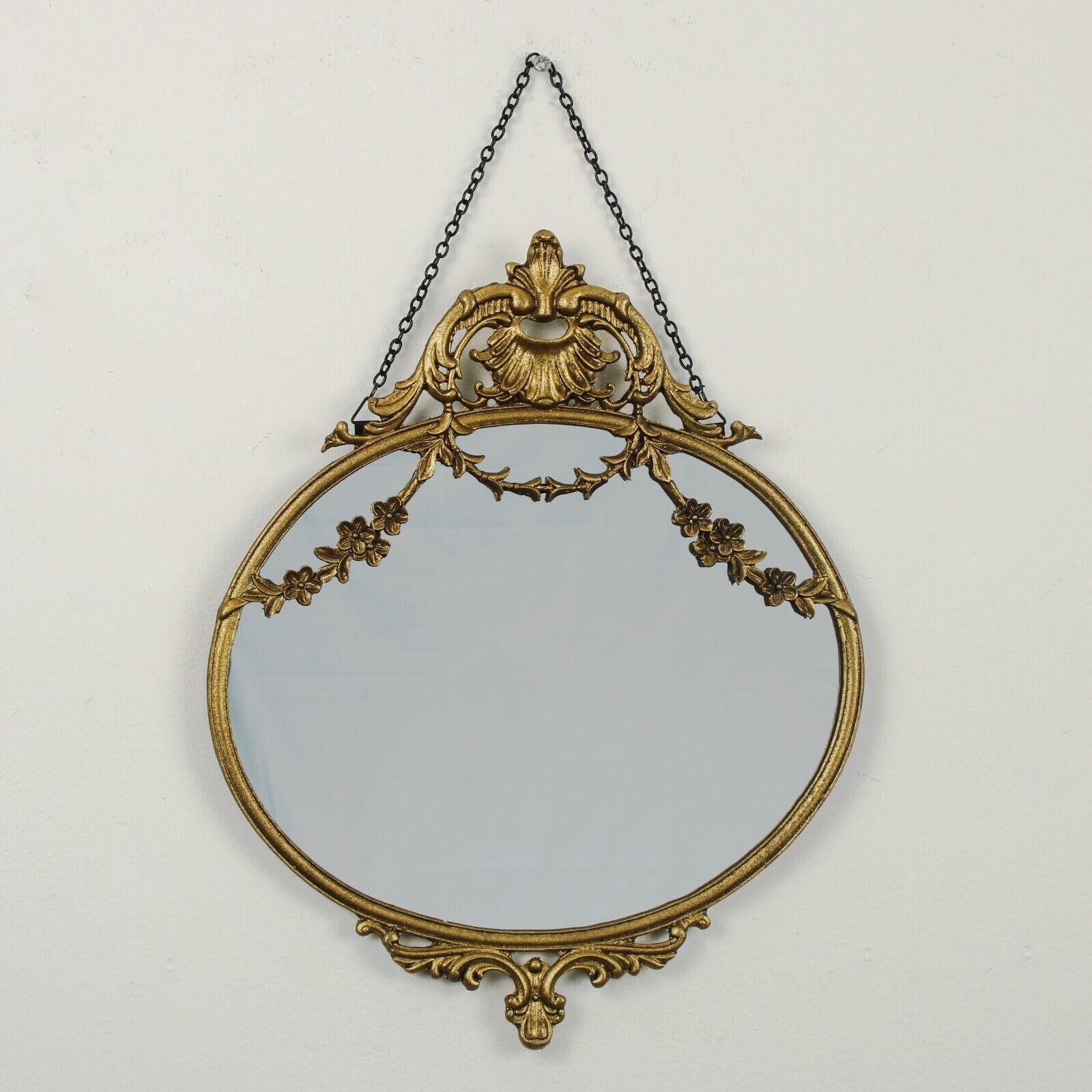 Fyne-Finds Vintage Gold Mirror With Swags Gift Wall Hanging Home French Decor Gold Floral Frame Gift