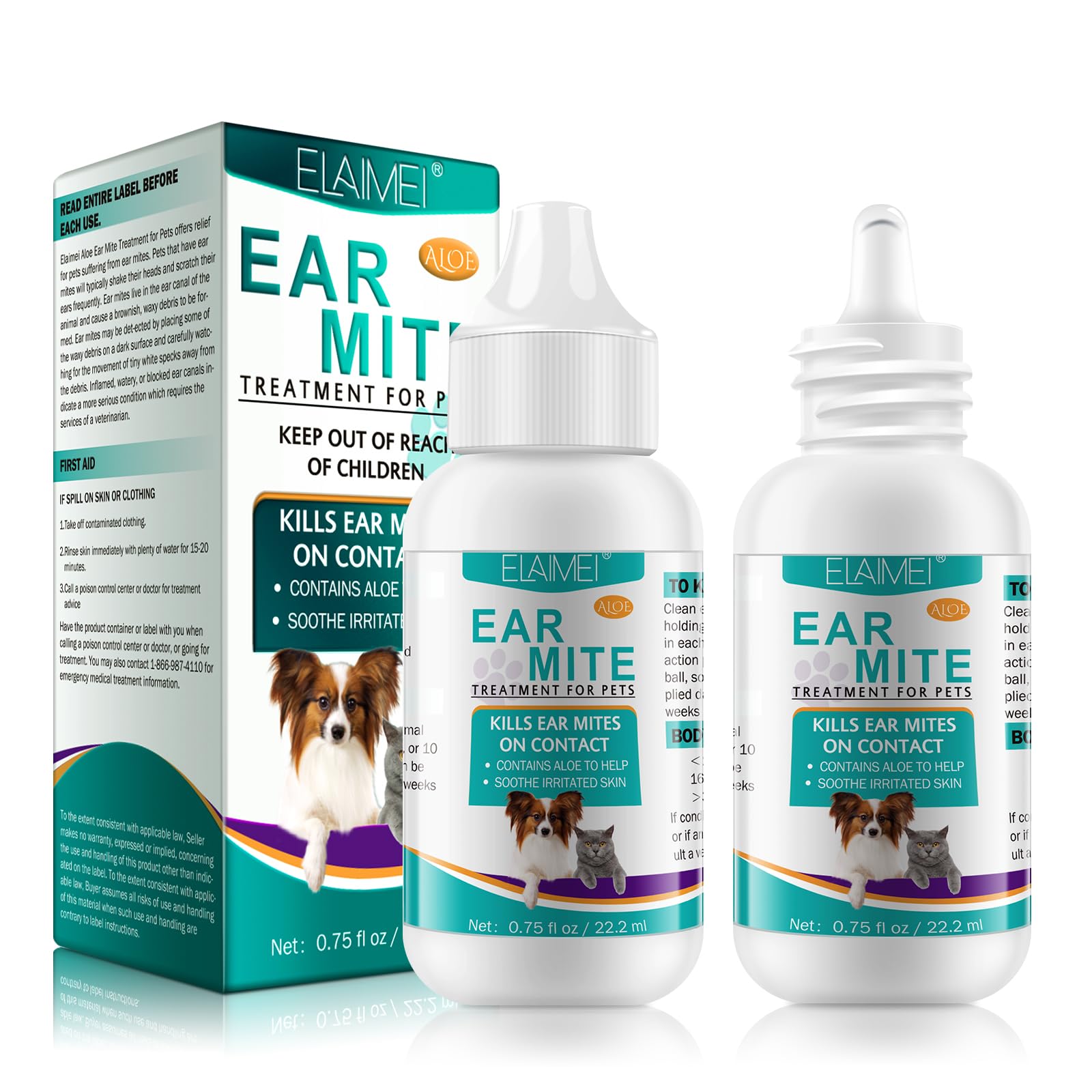 JSBNQRMZ Ear Care for Dogs,2Pcs Ear mite treatment for dog,Provides Relief For Yeast Infection,Alleviation Suffering From Ear Mites&Built-Up Wax And Dirt.For Puppy,Cats And Dogs