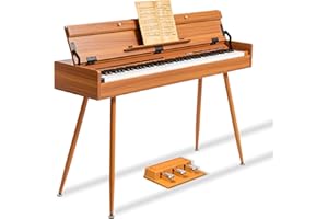 UISCOM 88 Key Weighted Digital Piano - Wooden Desk Electric Piano Transforms Between Desk and Vanity - Progressive Hammer-Act
