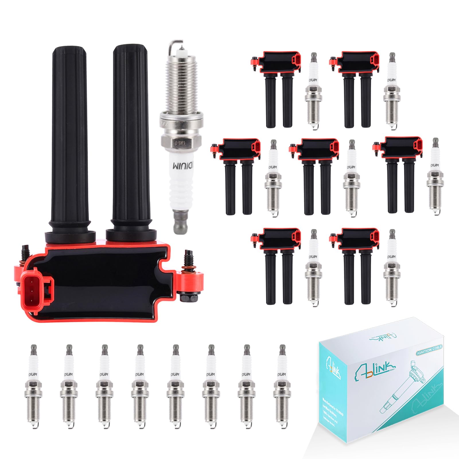 Photo 1 of AULINK Set of 8 UF504 Ignition Coil Pack & LZFR5CI-11 Spark Plugs (5.7L V8) For Dodge Challenger 2009-2019,Charger 2009-202020,Durango 2009/2011-2019, chrysler 300 2009-2020, for Jeep Grand Cherokee