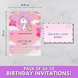 Cardlyst Unicorn Party Invitations for Kids 24-32 Pack A5 Folding Envelope view 3