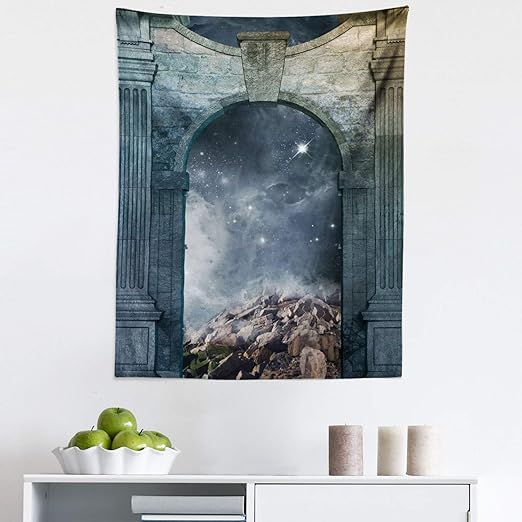 Amazon Com Lunarable Galaxy Tapestry Door With Star Cluster Inside Old Structure Enchanted Surreal Fabric Wall Hanging Decor For Bedroom Living Room Dorm 23 X 28 Blue Bluegrey Home Kitchen