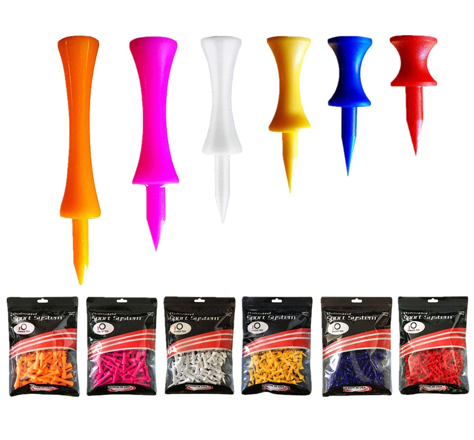 FINGER TEN Castle Golf Tees Plastic Unbreakable Value 100 Count Size 1 1/4 Color Red, Golf Practice Tees Stable Durable (Red)