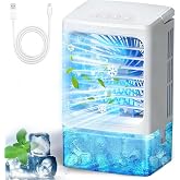 Mini Air Conditioner Small Portable AC Unit Portable Air Conditioners with 1500ml spray/hour 3 Speed Wind &amp; 7 Colorful LED Light Cool Mist &amp;Timer Evaporative Air Cooler for Bedroom/Home/Office