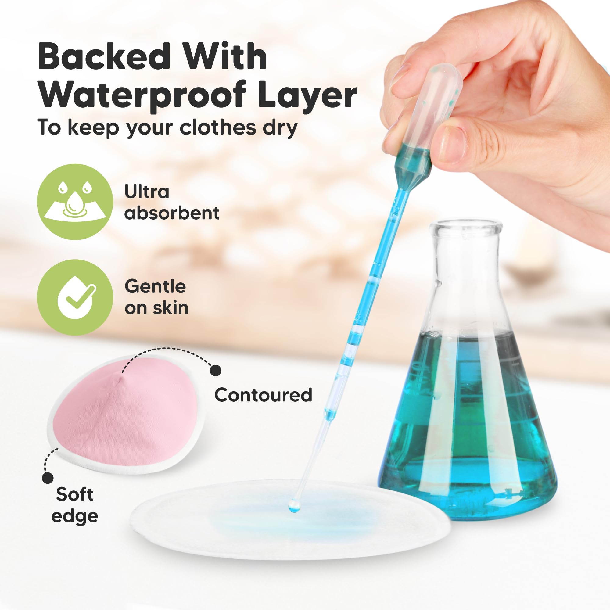 Organic Nursing Pads - 14 Washable Viscose Derived from Bamboo Breastfeeding Pads, Wash Bag, Reusable Breast Pads for Breastfeeding, Nipple Pads for Breastfeeding Essentials(Pastel Touch, L 4.8