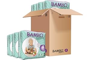 Bambo Nature Premium Baby Diapers, Maxi, Size 4, 30 Count (Pack of 6)