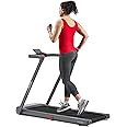 Sunny Health & Fitness Compact & Foldable Treadmill, Non-Slip Surface, Optional Dual Mode Walking/Running, Non-Electric Fixed Incline, Digital Monitor, Smart Bluetooth Connection with SunnyFit App