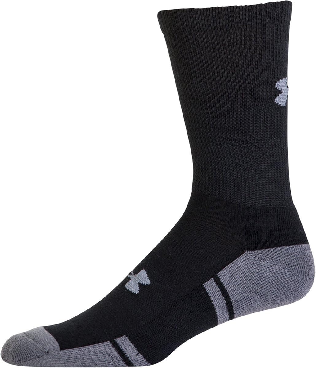 Under Armour Youth Resistor 3.0 Crew Socks , Black/Graphite (6-Pairs) , Shoe Size: Youth 13.5K-4Y: Clothing