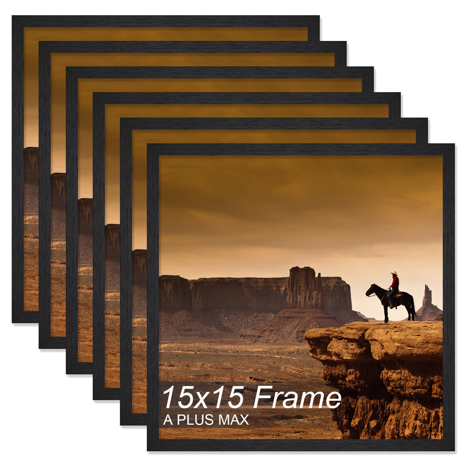 A PLUS MAX Square 15x15 Frame Set of 6, Black