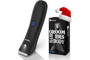 VIKICON Manscape Trimmer for Men - No Nicks Electric Razor-Shaver for Balls/Pubic/Groin/Legs/Chest Hair Removal w/Light & Ceramic Blade, IPX7 Waterproof Body Groomer USB-C Charging, Gifts for Him Dad