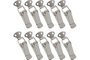 Stainless Steel Spring Loaded Toggle Latch Catch Clamp, 10 Pcs Toggle Latch with Lock Clips for Cabinet Boxes Closure Latch L
