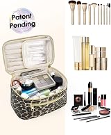 Wandering Nature Travel Makeup Bag with Brush Compartment Leopard Vegan Leather view 5