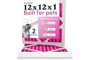 Colorfil 12x12x1 Air Filter (2-Pack) | Made in the USA | Color Changing | Remove Cat and Dog Odor | MERV 8 for Pet Hair Dander and Dust | 11.75"x11.75"x0.75" Exact Size