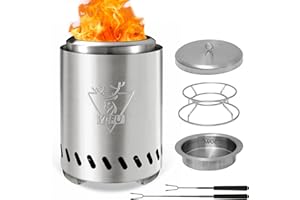 YEFU Smokeless Tabletop Fire Pit, Indoor Outdoor Table Top Firepit Bowl Fueled by Wood Pellet Liquid Fuels, Portable Mini Stove with Bag & Burner Cap & Rack & Fireproof Mat, 5.5 in