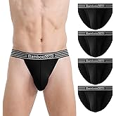 BAMBOO COOL Men's Bikini Underwear Contour Pouch Breathable Soft Mens String Bikini Briefs Tagless Mens Sexy Underwear 4 Pack