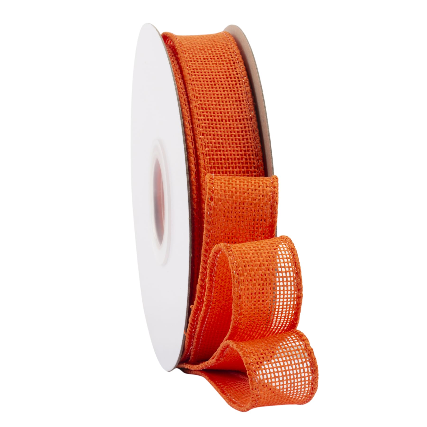 Ribbonitlux Orange Burlap Wired Ribbon, 25mm x 18 Meters, Wired Edge Burlap Ribbon for Gift Wrapping, Big Bow, Wreath, and Christmas Tree Decoration