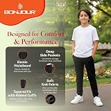 Bonjour Kids Joggers Fleece School Tracksuit Bottoms Black 3-13 Years view 2