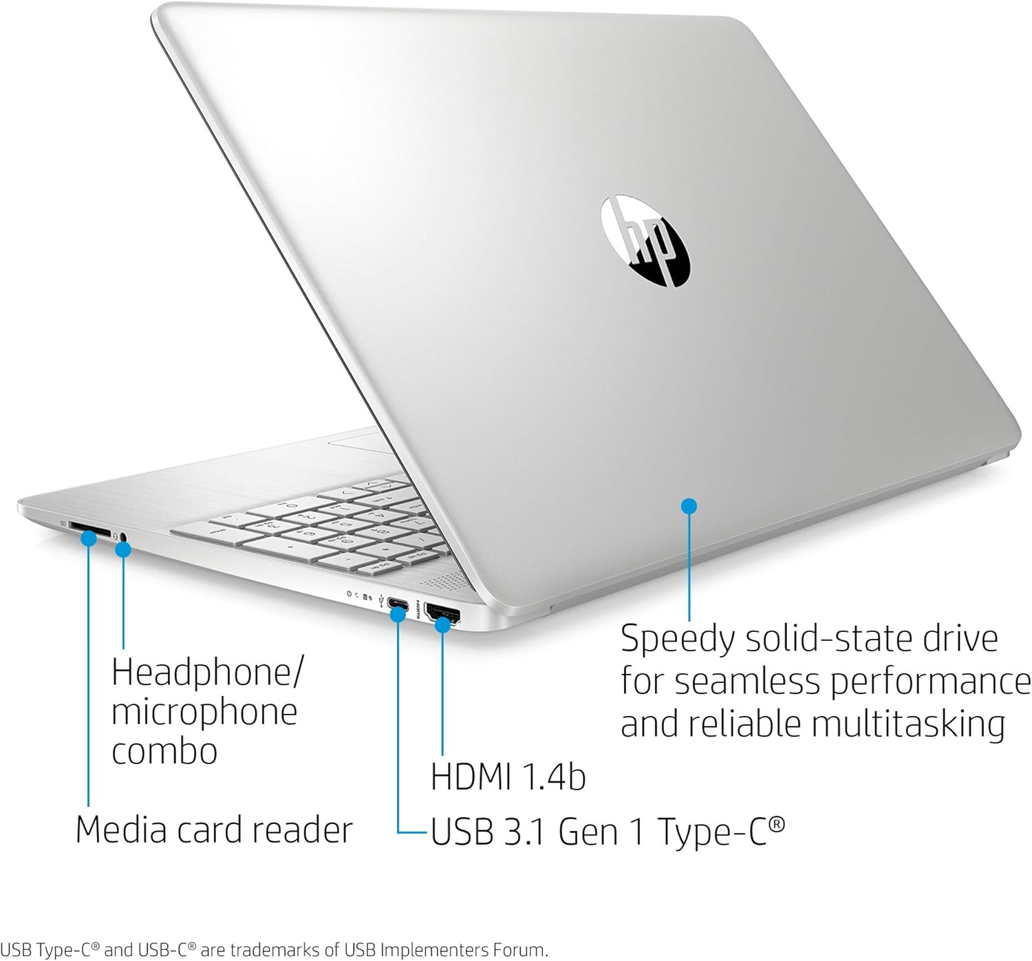 HP 15-dy1036nr 10th Gen Intel Core i5-1035G1, 15.6-Inch FHD Laptop, Natural Silver: Computers & Accessories