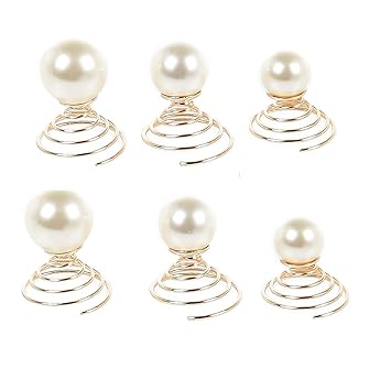 Mytoptrendz Set Of 6 Gold Tone Pearl Hair Spirals Hair Twist