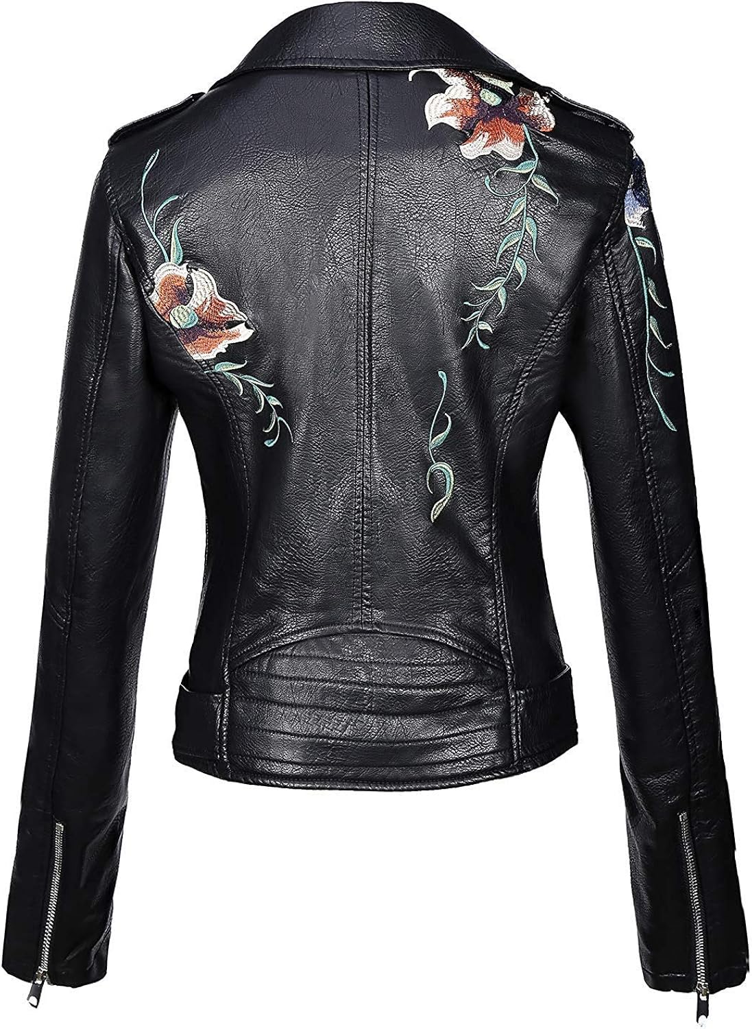 Geschallino Women's PU Leather Jacket, Moto Biker Jacket with Zip Pockets, Vintage Short Coat for Autumn, Spring at  Women's Coats Shop