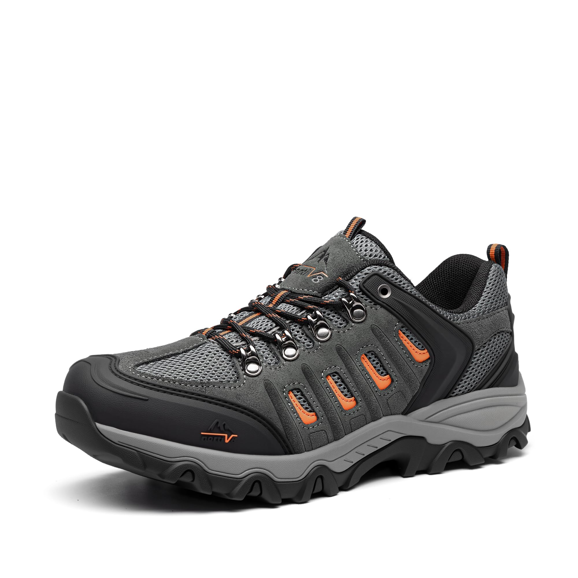Photo 1 of NORTIV 8 Men's Waterproof Hiking Shoes Leather Low-Top Hiking Shoes for Outdoor Trailing Trekking Camping Walking Black/Dark/Grey/Orange Size 13 QUEST-1-W