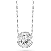 Carbon Atelier IGI Certified 1/4 to 3 Carat Lab Grown Diamond Round Solitaire Pendant Necklace for Women I 14k Gold Necklace (G-H, VS1-VS2, cttw) I 16 to 18 Inch adjustable Long Chain