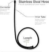 Xcel Home 1.5m Black Stainless Steel Anti-Kink Shower Hose Solid Connector view 4