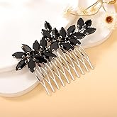 Kercisbeauty Black Crystal Beads Cute Hair Comb for Women and Girls Wedding Bridal Handmade Classic Jewelry Hair Piece for Prom Dancing Ball