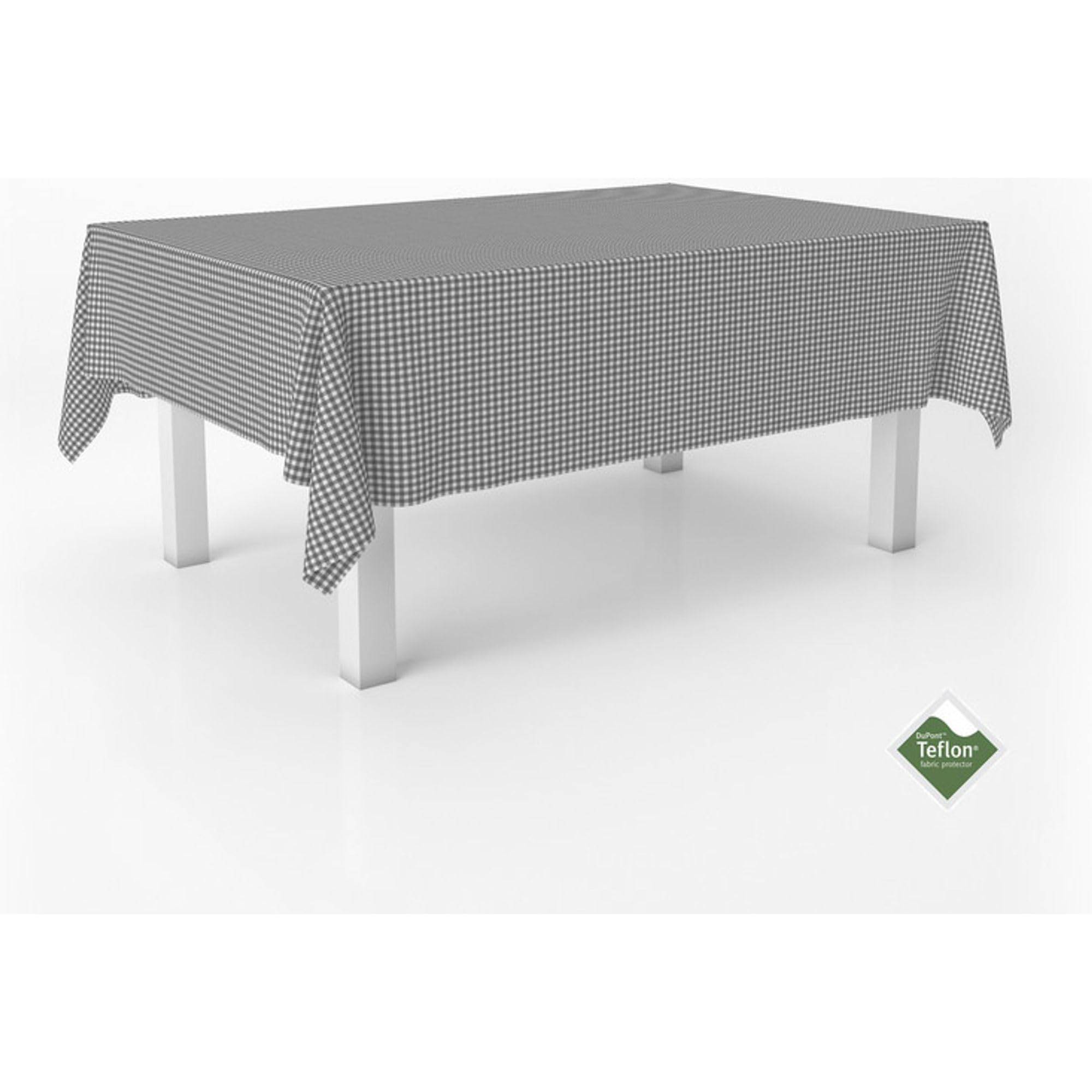 ECOMMERC3 | Stain Resistant Vichy Tablecloth for Rectangular Table Size 140 Round - Extra Soft and Waterproof Vichy Tablecloth Dark Grey