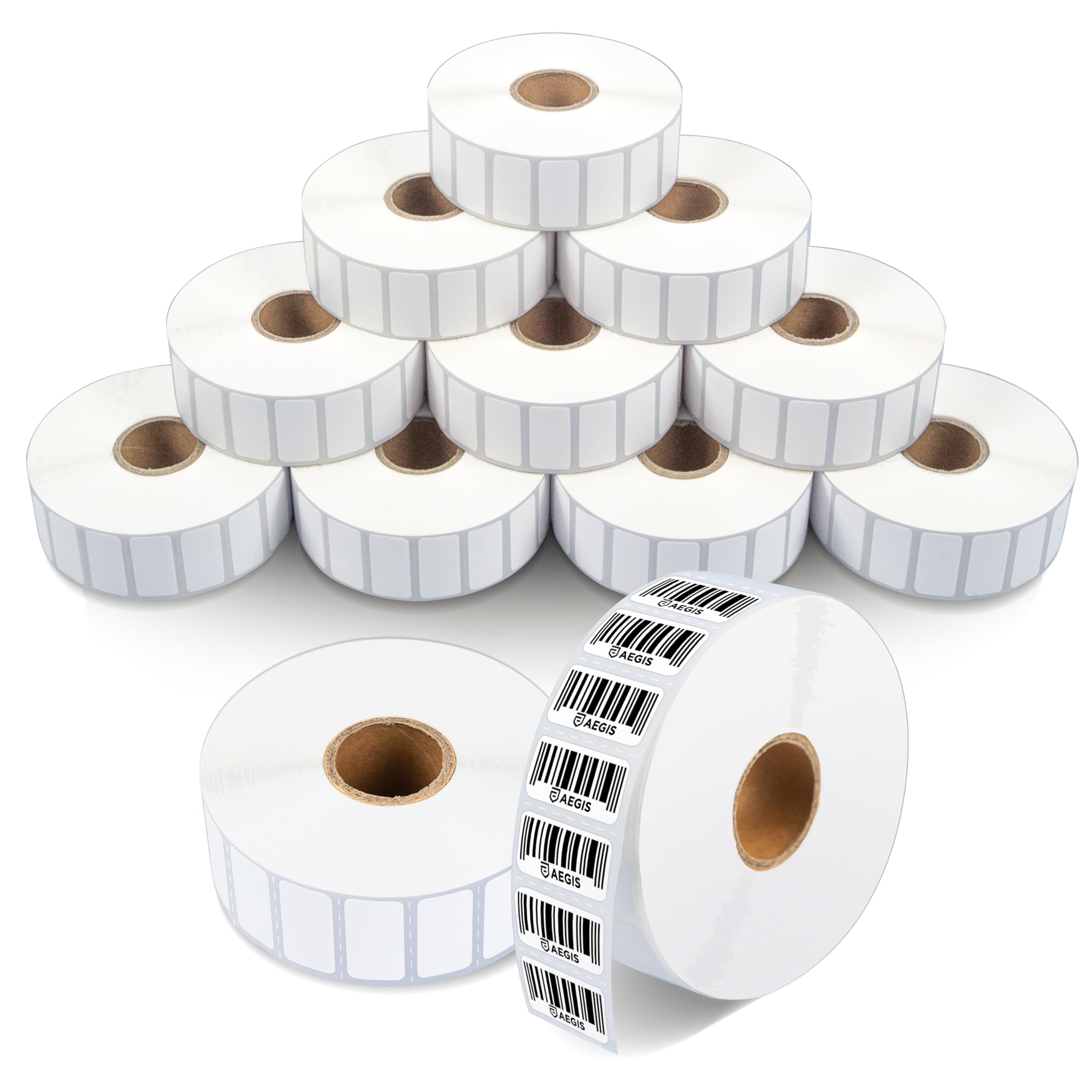 Photo 1 of Aegis Adhesives - 1” X ½” Direct Thermal Labels for Small Price Tags, Return Address, File Folder, Compatible with Zebra Desktop Printers - NOT Rollo Compatible (12 Rolls, 2400 Labels/Roll)