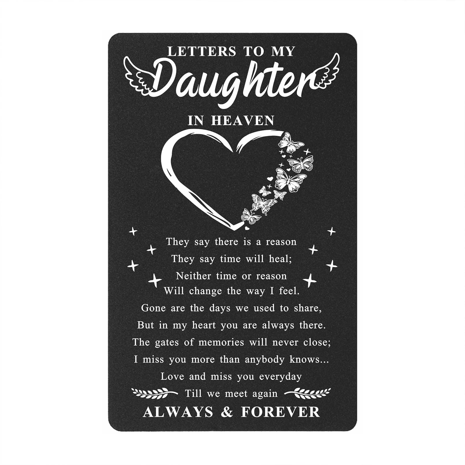 Memorial Card for Loss of Daughter- Letters to My daughter from Heaven Gifts- Remembrance Bereavement Sympathy Grave