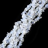 LAIDANLA White Opalite 400pcs Natural Chip Stone Beads 5-8mm Healing Crystal Irregular Gemstones Drilled DIY Loose Rocks Bead Crystal for Bracelet Earrings Necklace Jewelry Making Crafting