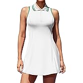 ATTRACO Women Tennis Dresses Polo Golf Dress Zip Up Pleated Workout Dress with Built in Shorts and Bra