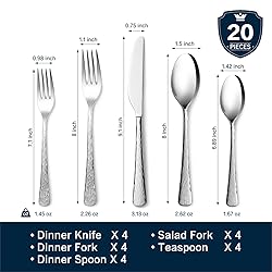 KINGSTONE Hammered Silverware Set,Flatware