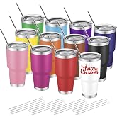 YOUKE OLA 12 Pack Insulated Tumbler - 30oz Stainless Steel Double Wall Vacuum Travel Coffee Tumbler Cup with Lid and Straw for Cold &amp; Hot Drinks (Mixed Colors)