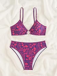 Fanuerg Women's Triangle Bikini Sets O Ring Linked