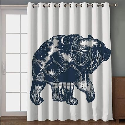 Amazon Com Iprint Blackout Patio Door Curtain Cabin Decor Bear