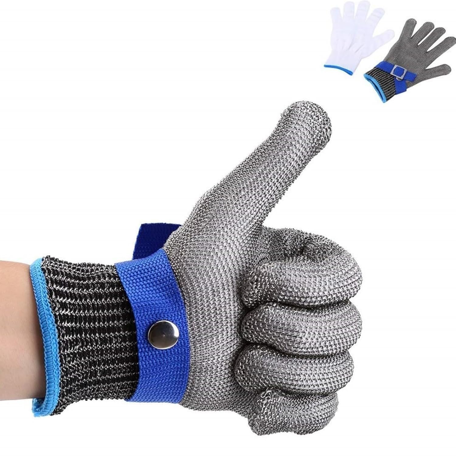 FILFEEL Safety Cut Proof Stab Resistant 316L Stainless Steel Wire Hunting Fishing Butcher Cotton Glove High Performance Level 5 (M)