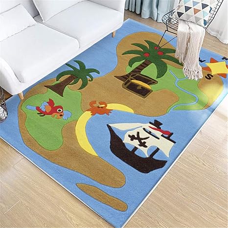 Amazon ラグ 丸型 可愛い 北欧 風 ラグマットキャンプ ラグ 綿 80x160cm 長方形クロールマット漫画のカーペット子供部屋 長方形ベッドサイドカーペットポリエステルポリエステル世帯 ラグ カーペット オンライン通販