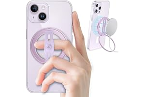 EWA MagOne 2nd Gen [Compatible with MagSafe] Phone Grip Stand with Replaceable Silicone Finger Strap, Removable Magnetic Ring Holder Kickstand Loop, Accessories for iPhone 15, 14, 13 Pro/Max/Plus