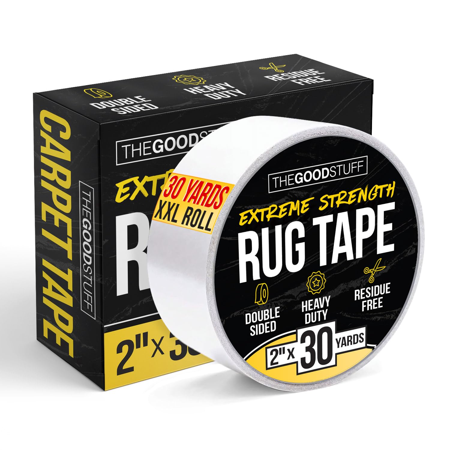 Photo 1 of Double Sided Rug Tape [2 Inch x 30 yd] Carpet Tape for Securing Area Rugs to Carpets, Laminate, and Hardwood Floors, Easy to Remove and Restick Without Residue or Damage to Rug or Floor