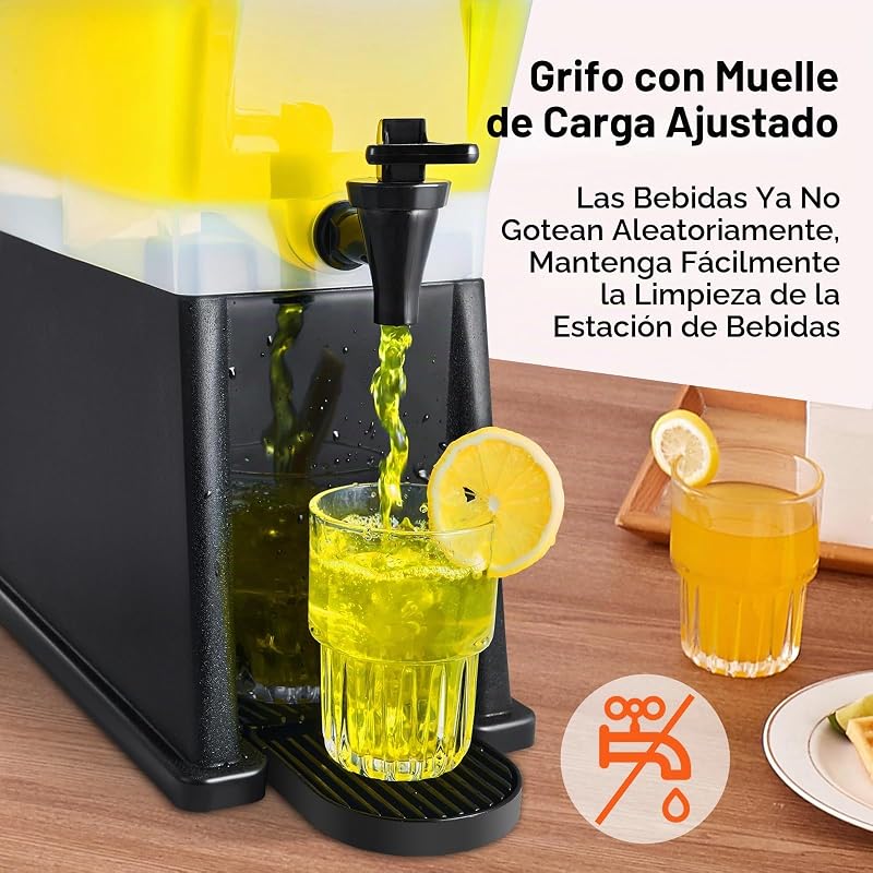 Dispensador de bebidas de 11 litros para festas, dispensador de sumo de plástico com tampa de suporte, dispensador de água para chá gelado e sumo de limonada, para restaurantes, 450 x 204 x 530 mm
