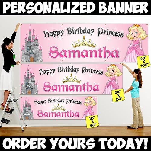 Amazon Com Custom Personalized Princess Birthday Banner