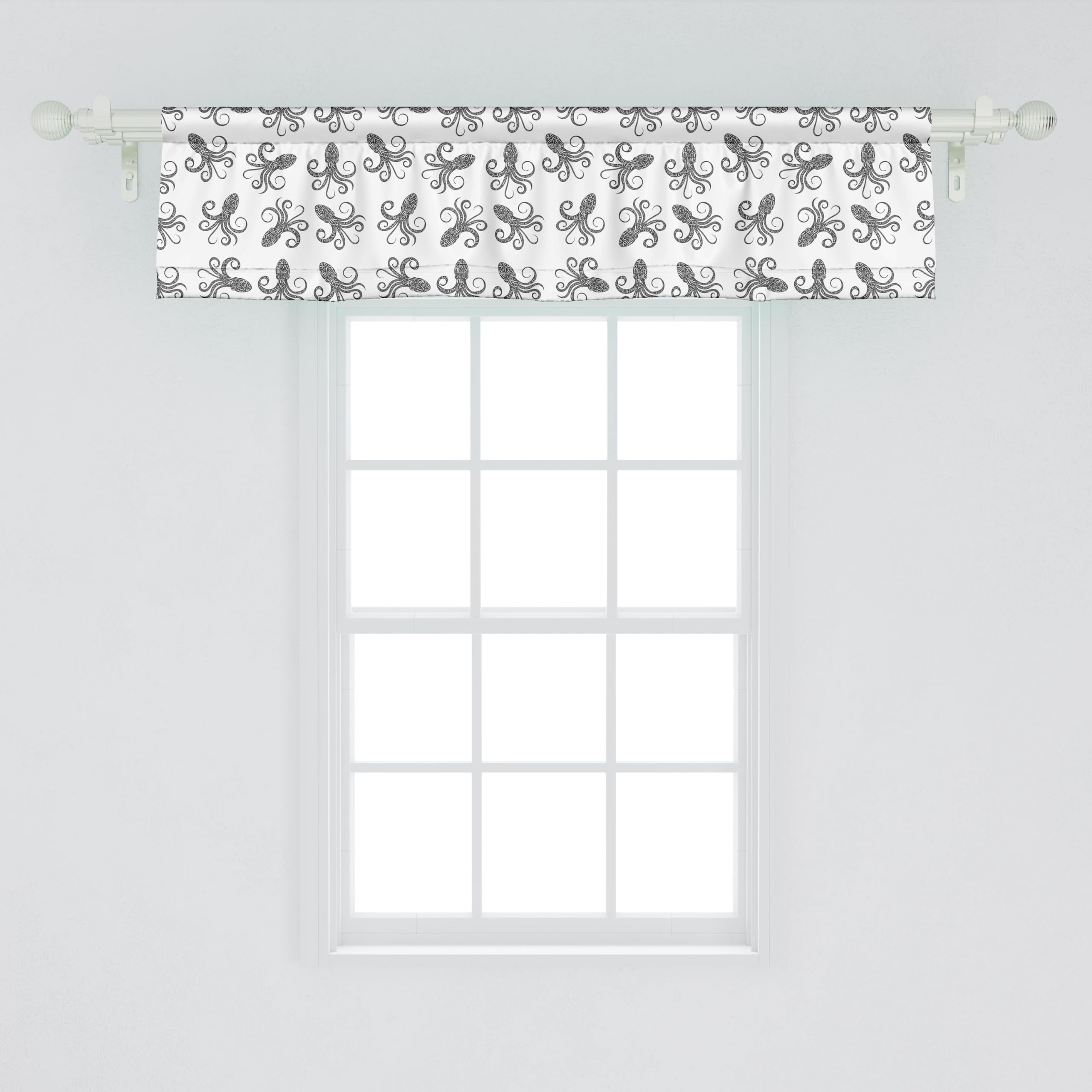 Ambesonne Octopus Window Valance, Pattern with