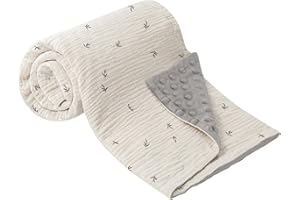 Bearmoss Baby Blanket 30x40inch, Soft Nursery Crib Blankets with Muslin Cotton Front and Dotted Fleece Back for Unisex Baby G