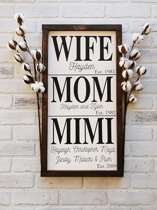 wife mom grandma sign